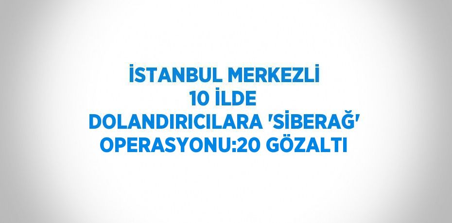 İSTANBUL MERKEZLİ 10 İLDE DOLANDIRICILARA 'SİBERAĞ' OPERASYONU:20 GÖZALTI