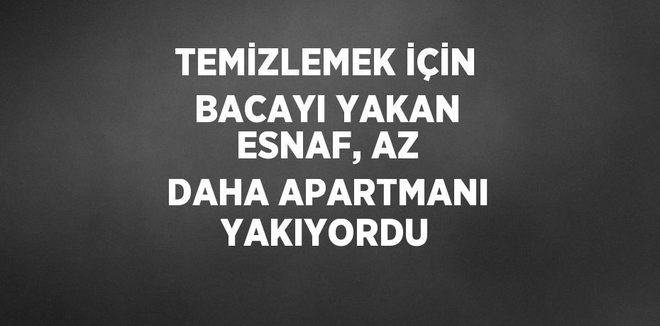 TEMİZLEMEK İÇİN BACAYI YAKAN ESNAF, AZ DAHA APARTMANI YAKIYORDU