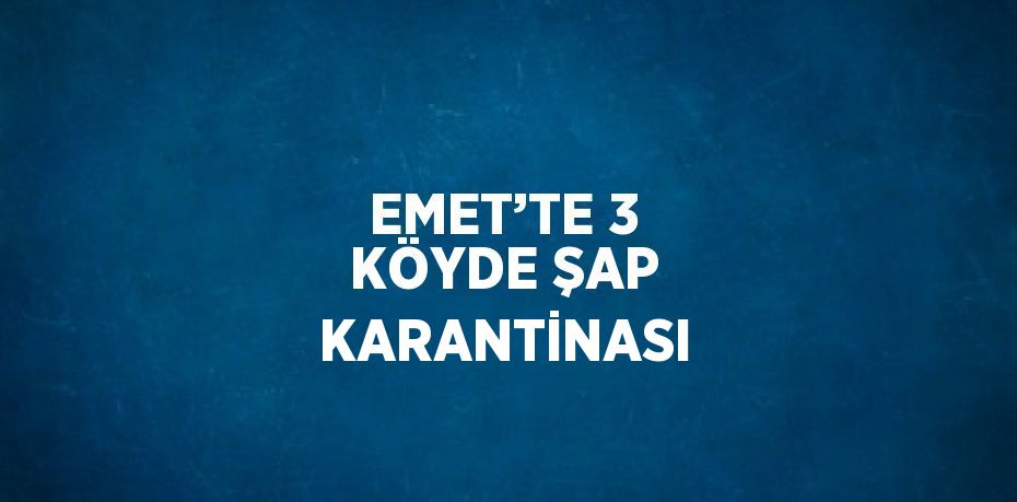 EMET’TE 3 KÖYDE ŞAP KARANTİNASI