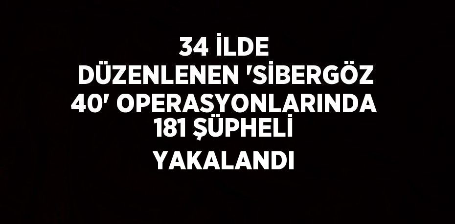 34 İLDE DÜZENLENEN 'SİBERGÖZ 40' OPERASYONLARINDA 181 ŞÜPHELİ YAKALANDI