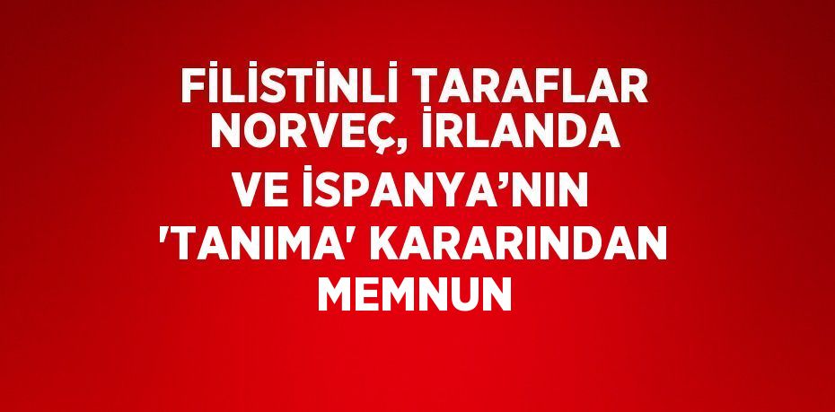 FİLİSTİNLİ TARAFLAR NORVEÇ, İRLANDA VE İSPANYA’NIN 'TANIMA' KARARINDAN MEMNUN