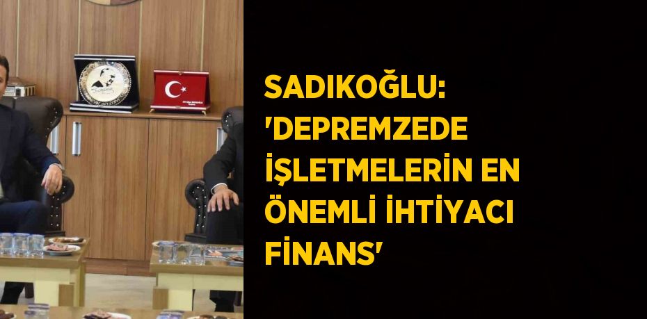 SADIKOĞLU: 'DEPREMZEDE İŞLETMELERİN EN ÖNEMLİ İHTİYACI FİNANS'