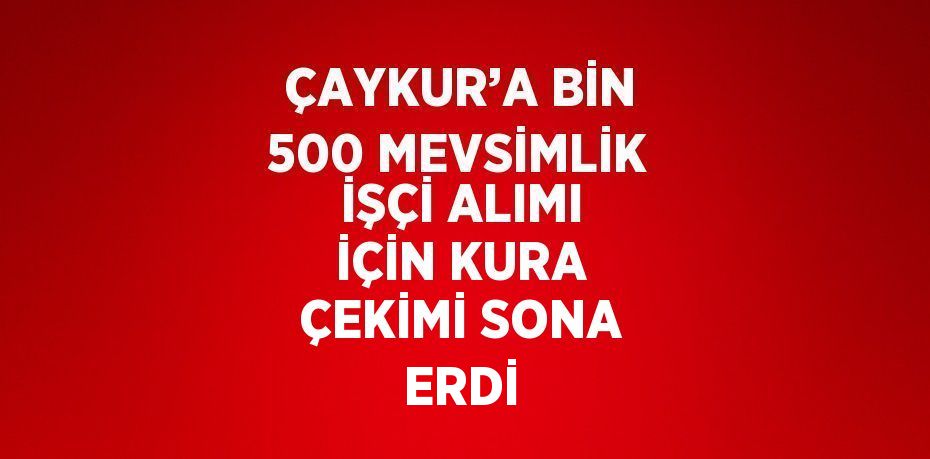 ÇAYKUR’A BİN 500 MEVSİMLİK İŞÇİ ALIMI İÇİN KURA ÇEKİMİ SONA ERDİ