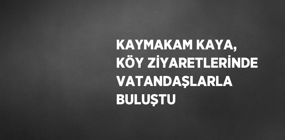 KAYMAKAM KAYA, KÖY ZİYARETLERİNDE VATANDAŞLARLA BULUŞTU