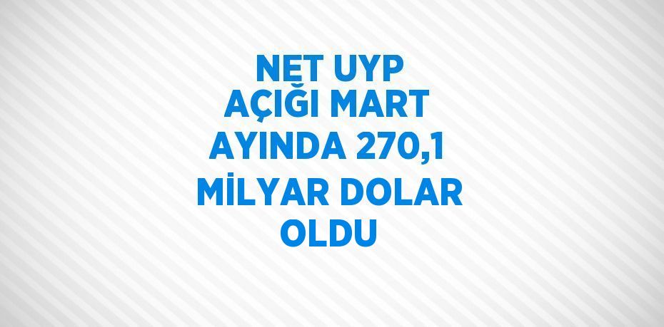 NET UYP AÇIĞI MART AYINDA 270,1 MİLYAR DOLAR OLDU