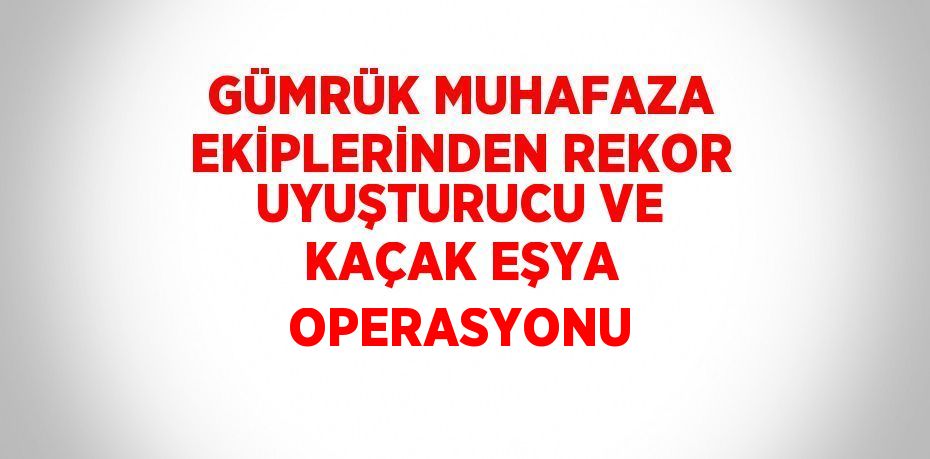 GÜMRÜK MUHAFAZA EKİPLERİNDEN REKOR UYUŞTURUCU VE KAÇAK EŞYA OPERASYONU