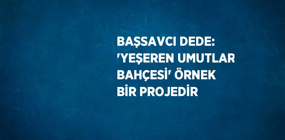 BAŞSAVCI DEDE: 'YEŞEREN UMUTLAR BAHÇESİ' ÖRNEK BİR PROJEDİR