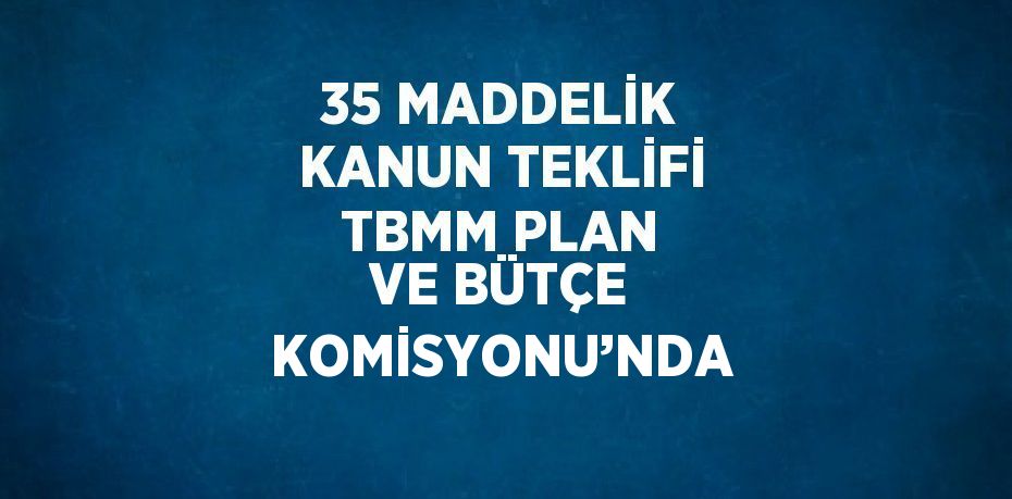 35 MADDELİK KANUN TEKLİFİ TBMM PLAN VE BÜTÇE KOMİSYONU’NDA
