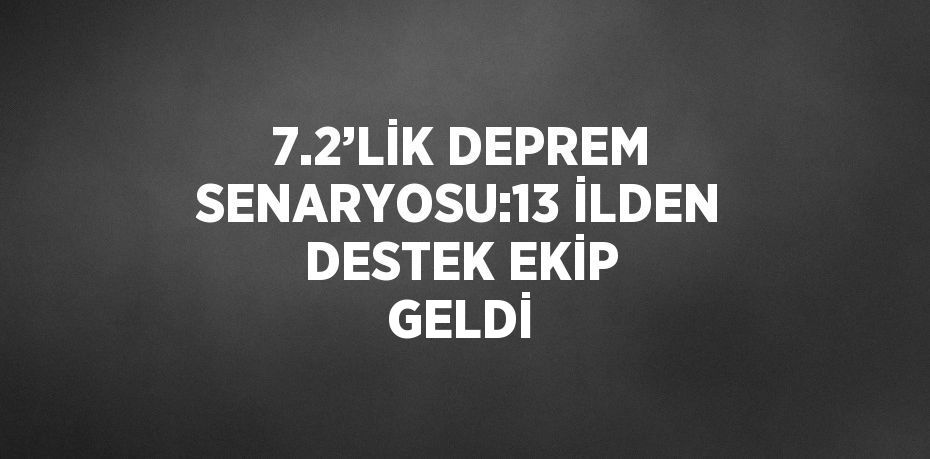 7.2’LİK DEPREM SENARYOSU:13 İLDEN DESTEK EKİP GELDİ