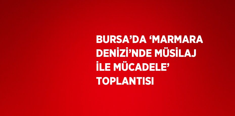 BURSA’DA ‘MARMARA DENİZİ’NDE MÜSİLAJ İLE MÜCADELE’ TOPLANTISI