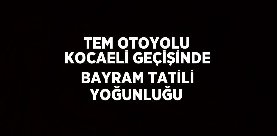 TEM OTOYOLU KOCAELİ GEÇİŞİNDE BAYRAM TATİLİ YOĞUNLUĞU