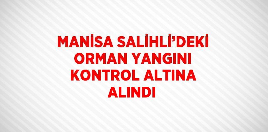 MANİSA SALİHLİ’DEKİ ORMAN YANGINI KONTROL ALTINA ALINDI