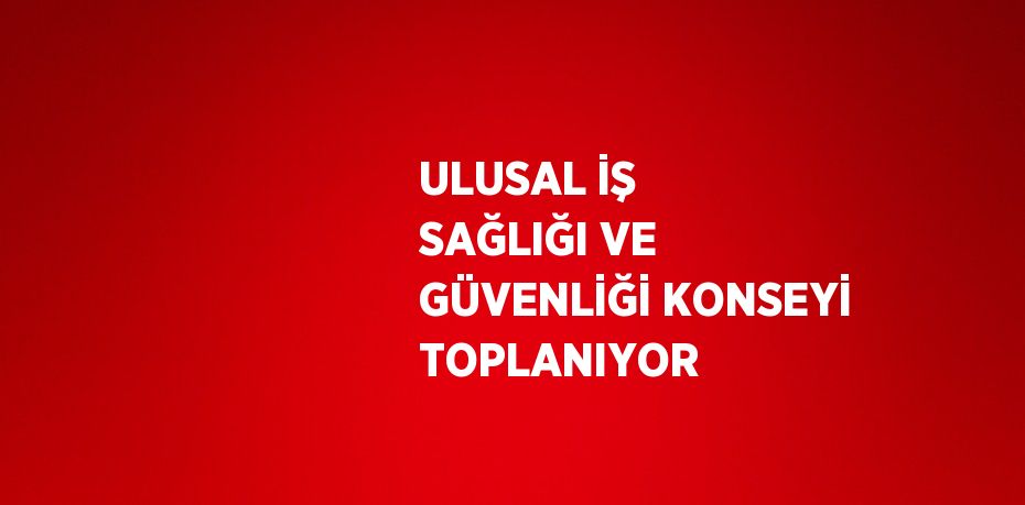 ULUSAL İŞ SAĞLIĞI VE GÜVENLİĞİ KONSEYİ TOPLANIYOR