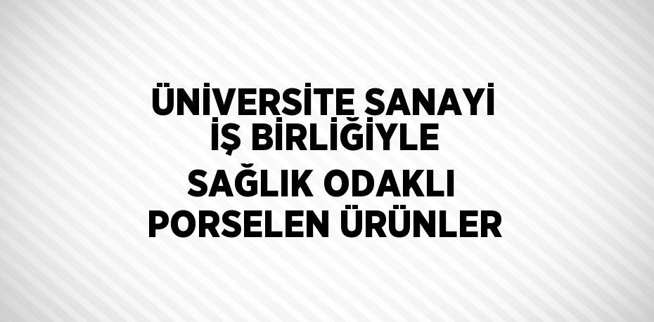 ÜNİVERSİTE SANAYİ İŞ BİRLİĞİYLE SAĞLIK ODAKLI PORSELEN ÜRÜNLER
