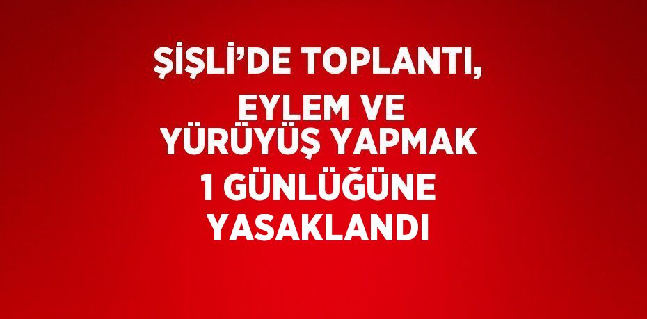 ŞİŞLİ’DE TOPLANTI, EYLEM VE YÜRÜYÜŞ YAPMAK 1 GÜNLÜĞÜNE YASAKLANDI