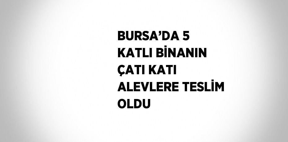 BURSA’DA 5 KATLI BİNANIN ÇATI KATI ALEVLERE TESLİM OLDU