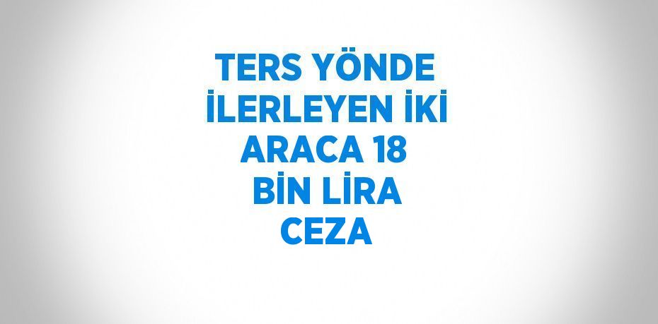 TERS YÖNDE İLERLEYEN İKİ ARACA 18 BİN LİRA CEZA