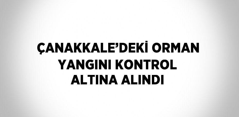 ÇANAKKALE’DEKİ ORMAN YANGINI KONTROL ALTINA ALINDI
