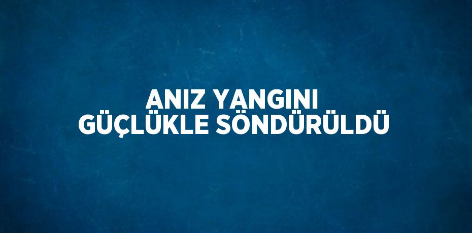 ANIZ YANGINI GÜÇLÜKLE SÖNDÜRÜLDÜ