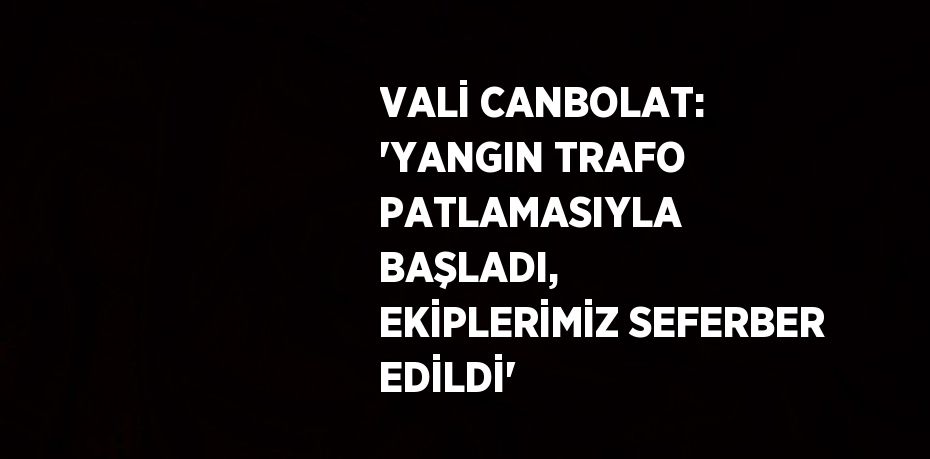VALİ CANBOLAT: 'YANGIN TRAFO PATLAMASIYLA BAŞLADI, EKİPLERİMİZ SEFERBER EDİLDİ'