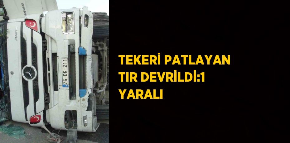 TEKERİ PATLAYAN TIR DEVRİLDİ:1 YARALI