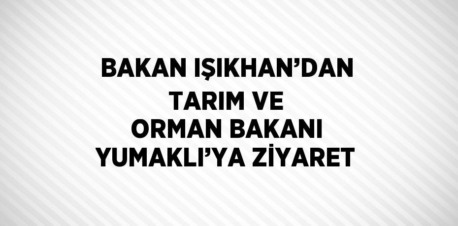 BAKAN IŞIKHAN’DAN TARIM VE ORMAN BAKANI YUMAKLI’YA ZİYARET