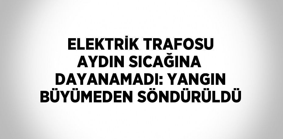 ELEKTRİK TRAFOSU AYDIN SICAĞINA DAYANAMADI: YANGIN BÜYÜMEDEN SÖNDÜRÜLDÜ