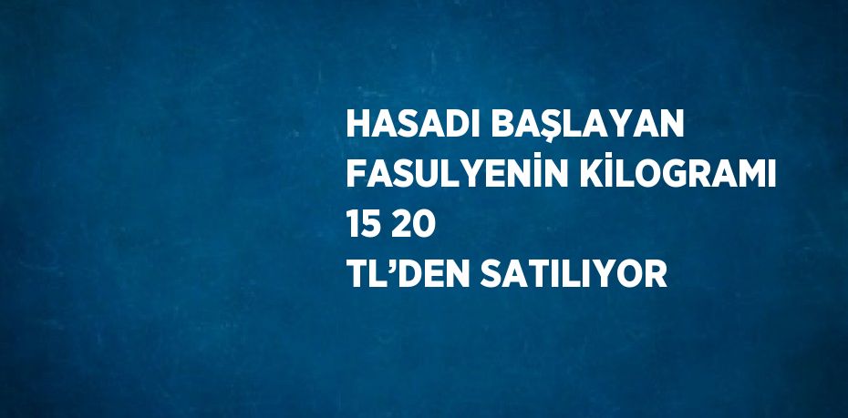 HASADI BAŞLAYAN FASULYENİN KİLOGRAMI 15 20 TL’DEN SATILIYOR