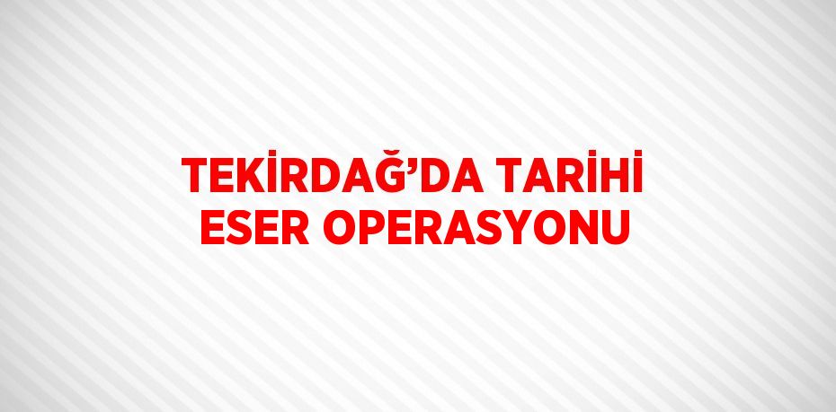 TEKİRDAĞ’DA TARİHİ ESER OPERASYONU