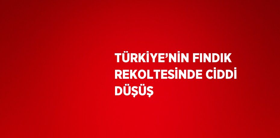 TÜRKİYE’NİN FINDIK REKOLTESİNDE CİDDİ DÜŞÜŞ