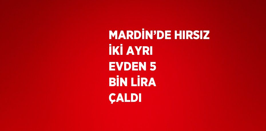 MARDİN’DE HIRSIZ İKİ AYRI EVDEN 5 BİN LİRA ÇALDI