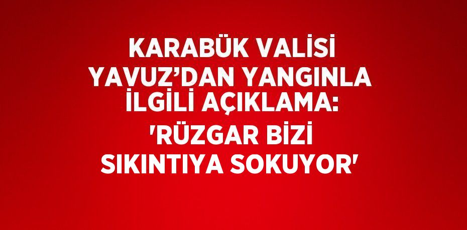 KARABÜK VALİSİ YAVUZ’DAN YANGINLA İLGİLİ AÇIKLAMA: 'RÜZGAR BİZİ SIKINTIYA SOKUYOR'