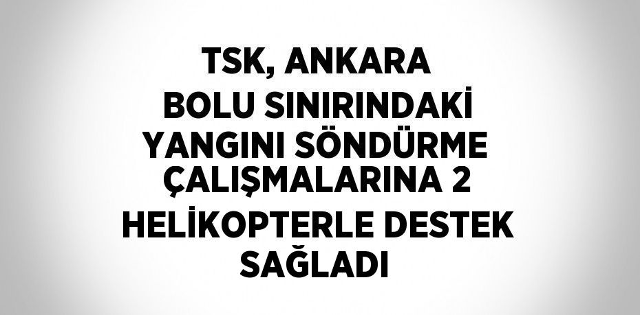 TSK, ANKARA BOLU SINIRINDAKİ YANGINI SÖNDÜRME ÇALIŞMALARINA 2 HELİKOPTERLE DESTEK SAĞLADI