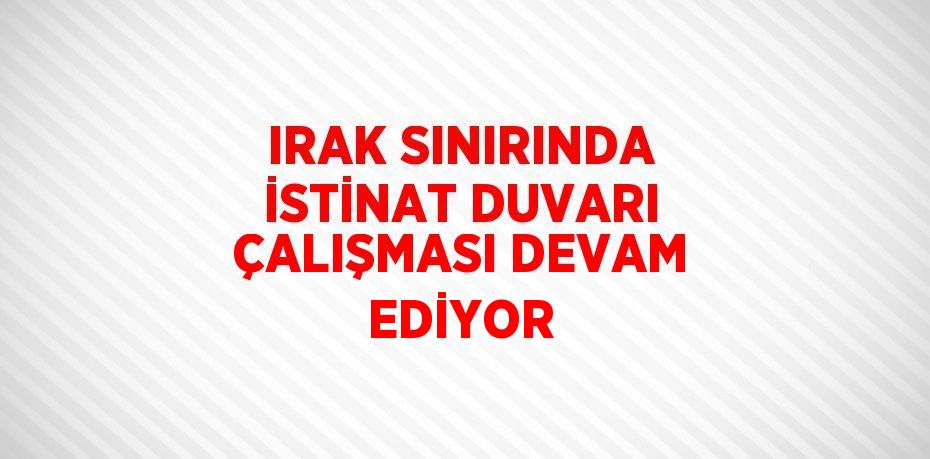 IRAK SINIRINDA İSTİNAT DUVARI ÇALIŞMASI DEVAM EDİYOR