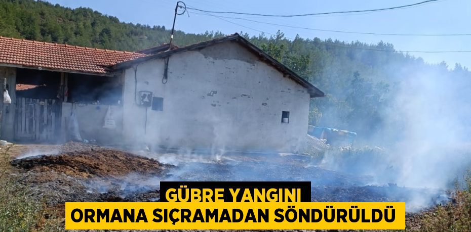 GÜBRE YANGINI ORMANA SIÇRAMADAN SÖNDÜRÜLDÜ