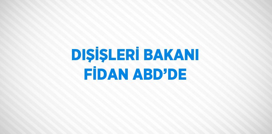 DIŞİŞLERİ BAKANI FİDAN ABD’DE