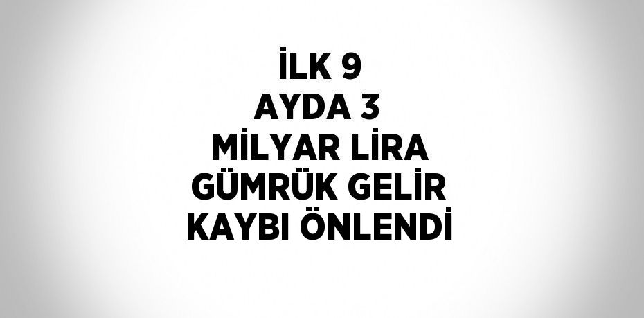 İLK 9 AYDA 3 MİLYAR LİRA GÜMRÜK GELİR KAYBI ÖNLENDİ