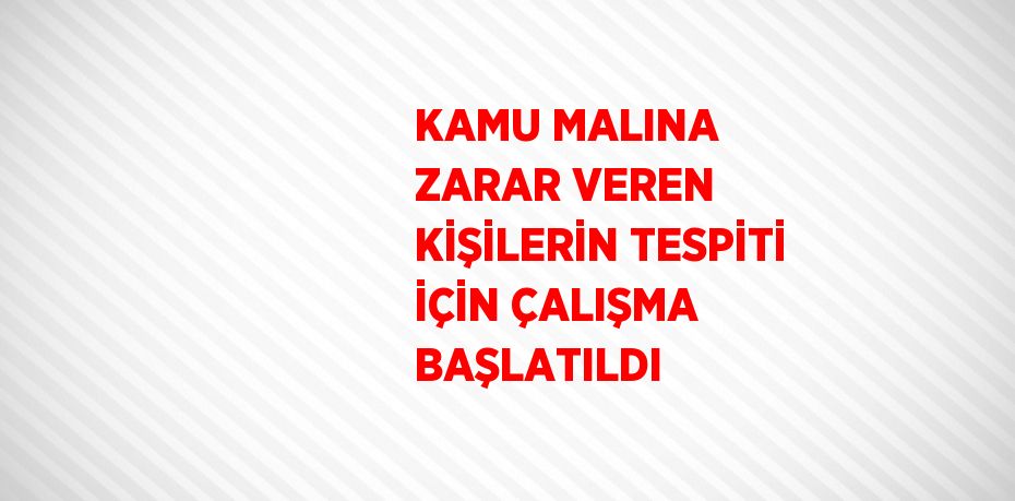 KAMU MALINA ZARAR VEREN KİŞİLERİN TESPİTİ İÇİN ÇALIŞMA BAŞLATILDI