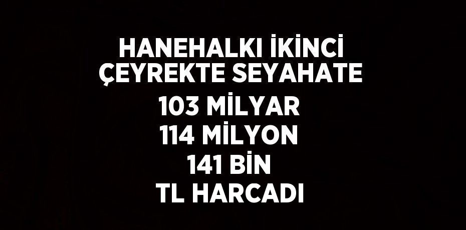 HANEHALKI İKİNCİ ÇEYREKTE SEYAHATE 103 MİLYAR 114 MİLYON 141 BİN TL HARCADI