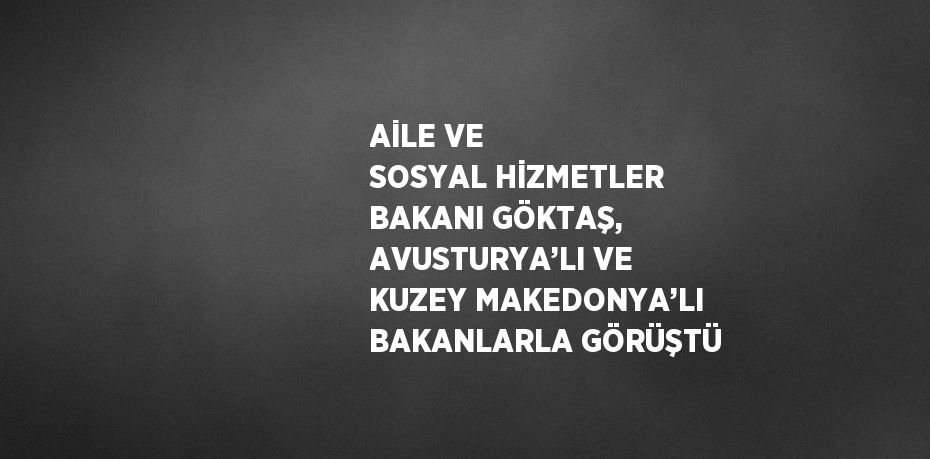 AİLE VE SOSYAL HİZMETLER BAKANI GÖKTAŞ, AVUSTURYA’LI VE KUZEY MAKEDONYA’LI BAKANLARLA GÖRÜŞTÜ