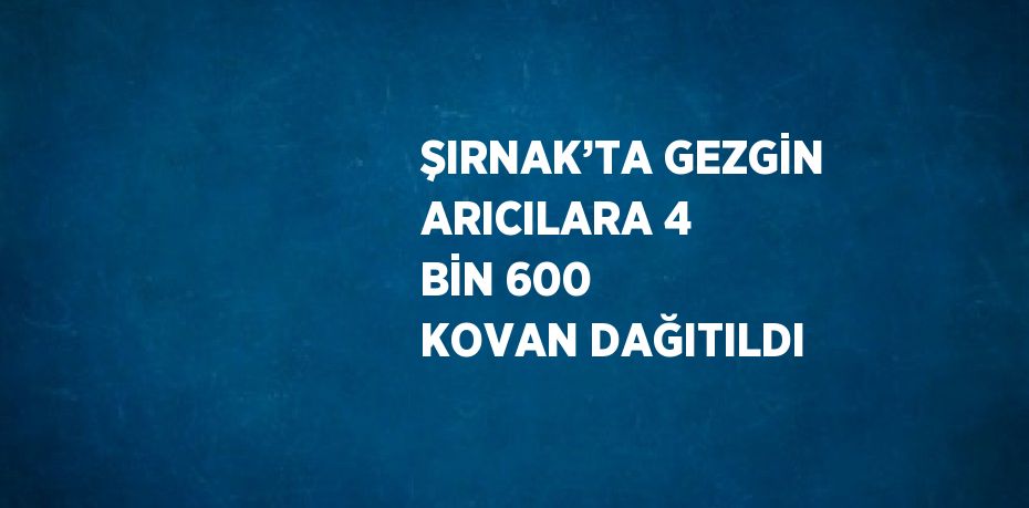 ŞIRNAK’TA GEZGİN ARICILARA 4 BİN 600 KOVAN DAĞITILDI