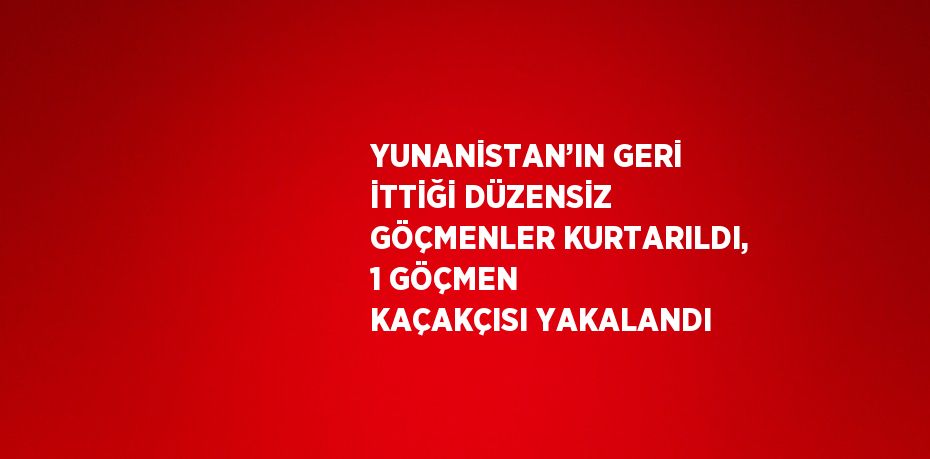 YUNANİSTAN’IN GERİ İTTİĞİ DÜZENSİZ GÖÇMENLER KURTARILDI, 1 GÖÇMEN KAÇAKÇISI YAKALANDI