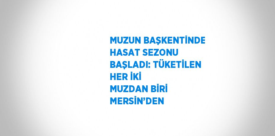 MUZUN BAŞKENTİNDE HASAT SEZONU BAŞLADI: TÜKETİLEN HER İKİ MUZDAN BİRİ MERSİN’DEN