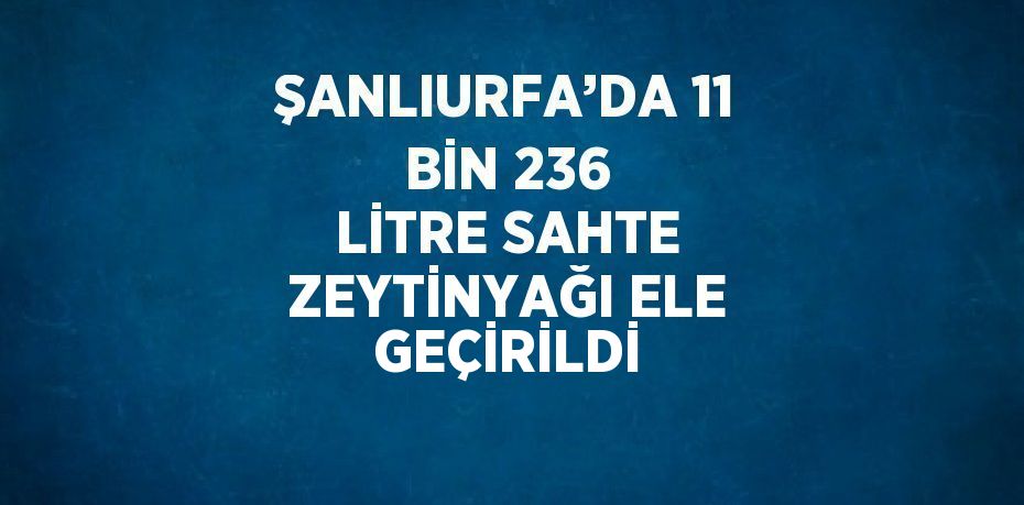 ŞANLIURFA’DA 11 BİN 236 LİTRE SAHTE ZEYTİNYAĞI ELE GEÇİRİLDİ