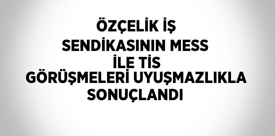 ÖZÇELİK İŞ SENDİKASININ MESS İLE TİS GÖRÜŞMELERİ UYUŞMAZLIKLA SONUÇLANDI