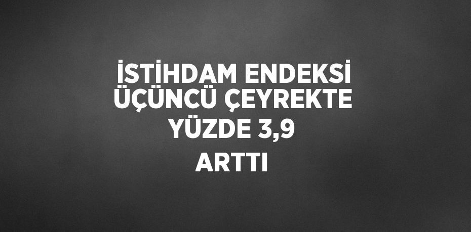 İSTİHDAM ENDEKSİ ÜÇÜNCÜ ÇEYREKTE YÜZDE 3,9 ARTTI