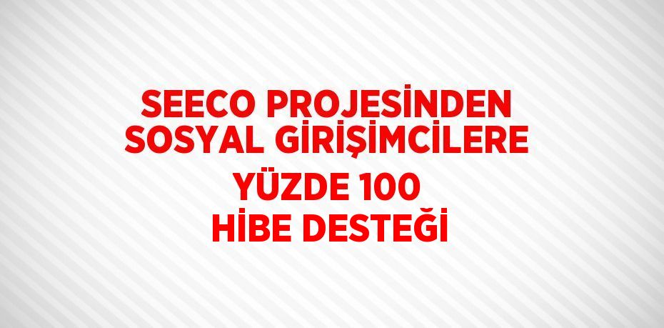 SEECO PROJESİNDEN SOSYAL GİRİŞİMCİLERE YÜZDE 100 HİBE DESTEĞİ