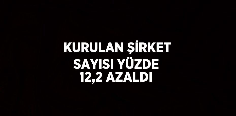 KURULAN ŞİRKET SAYISI YÜZDE 12,2 AZALDI