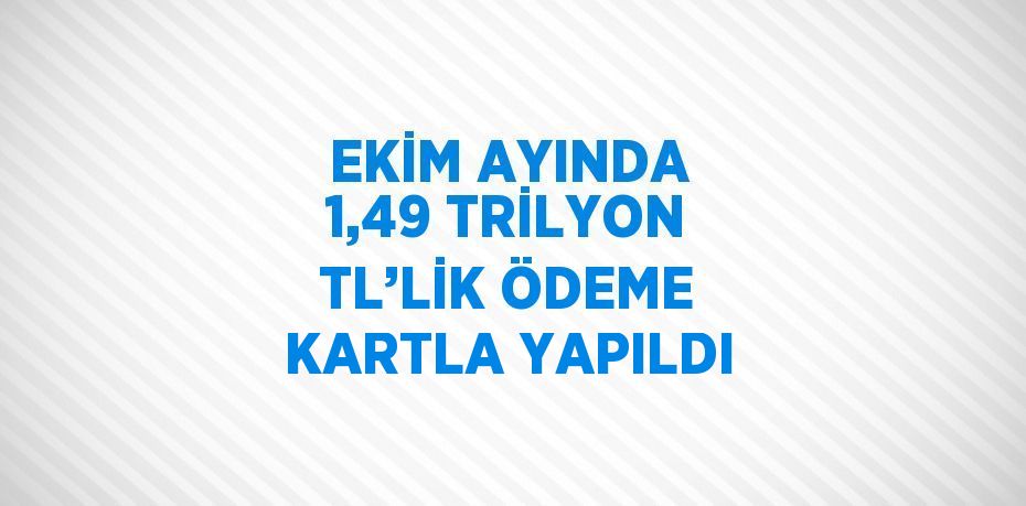 EKİM AYINDA 1,49 TRİLYON TL’LİK ÖDEME KARTLA YAPILDI