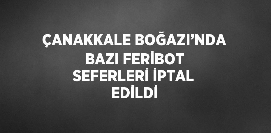 ÇANAKKALE BOĞAZI’NDA BAZI FERİBOT SEFERLERİ İPTAL EDİLDİ